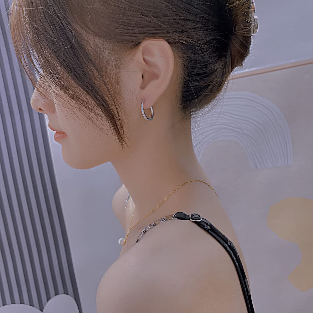 Rockyu ピアス レディース シルバー 25mm フープピアス ステンレス鋼 アレルギー対応 シンプル 凹凸デザイン