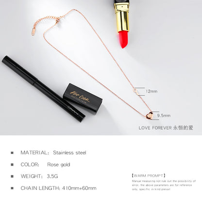 LOVE FOREVERハートネックレス｜ローズゴールドの鍵付きペンダント