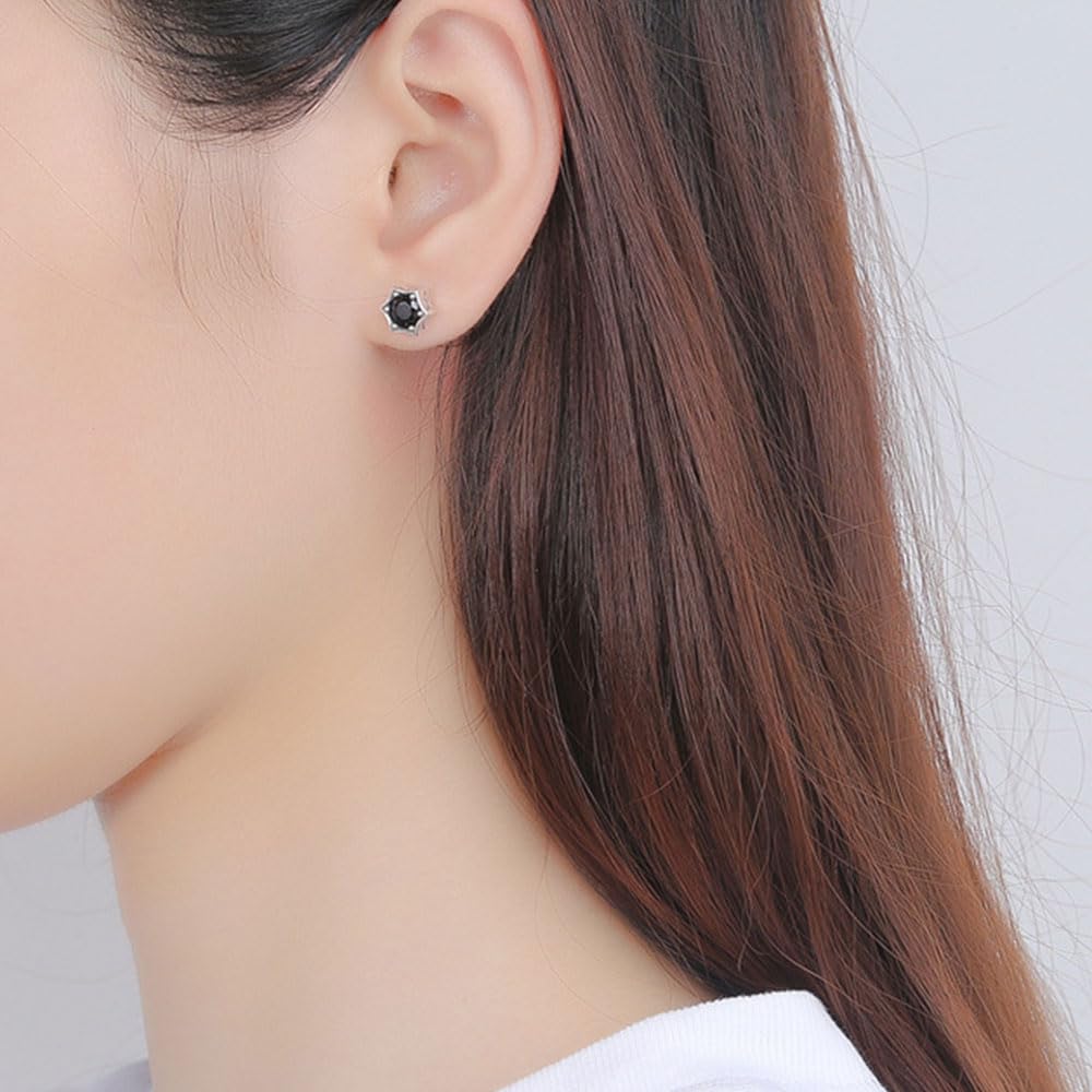 ピアス メンズ レディース シルバー925 六角形 ブラックジルコニア スタッドピアス