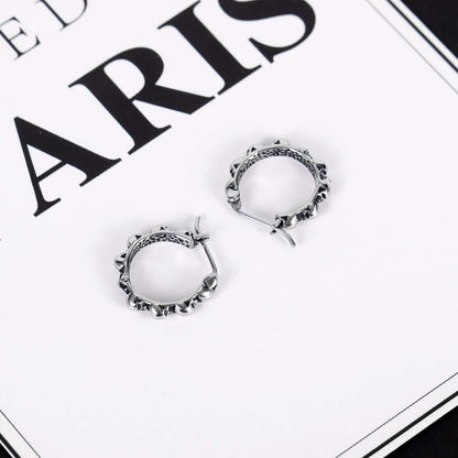 Rockyu ピアス メンズ スカルデザイン フープタイプ 両耳用 チタン製 ヒップホップ風