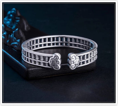 Rockyu バングル 男女兼用 そろばんデザイン シルバー＆ゴールド 開運 厄除け 中華風 アクセサリー