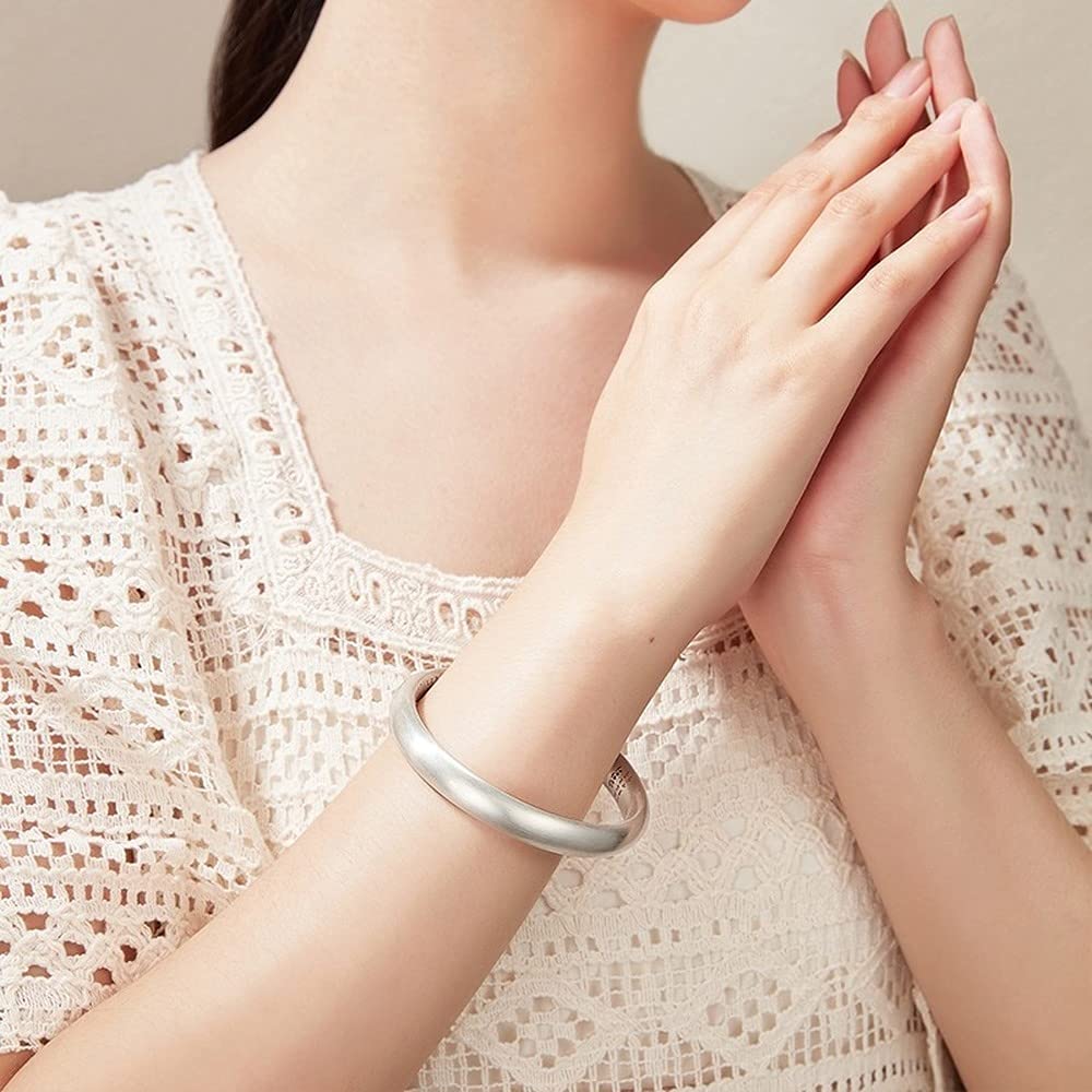 Rockyu バングル レディース シルバー 純銀風 六字真言 刻印 厄除けブレスレット