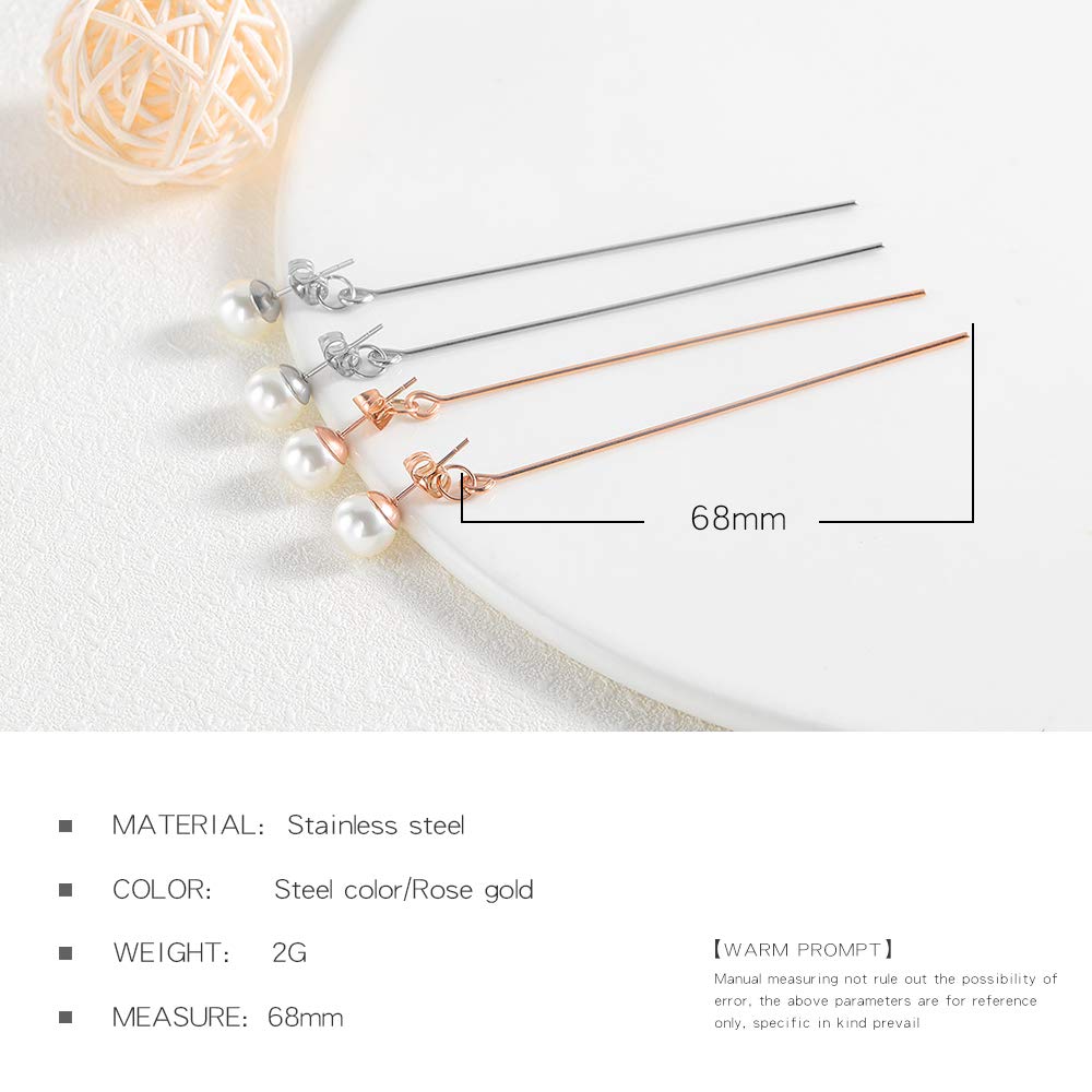 Rockyu パールチェーンピアス ステンレス ゴールド シルバー レディース