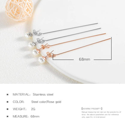 Rockyu パールチェーンピアス ステンレス ゴールド シルバー レディース