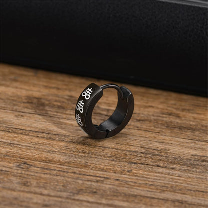 Rockyu ステンレス製 ブラックコーティング柄入りフープピアス メンズ 片耳用