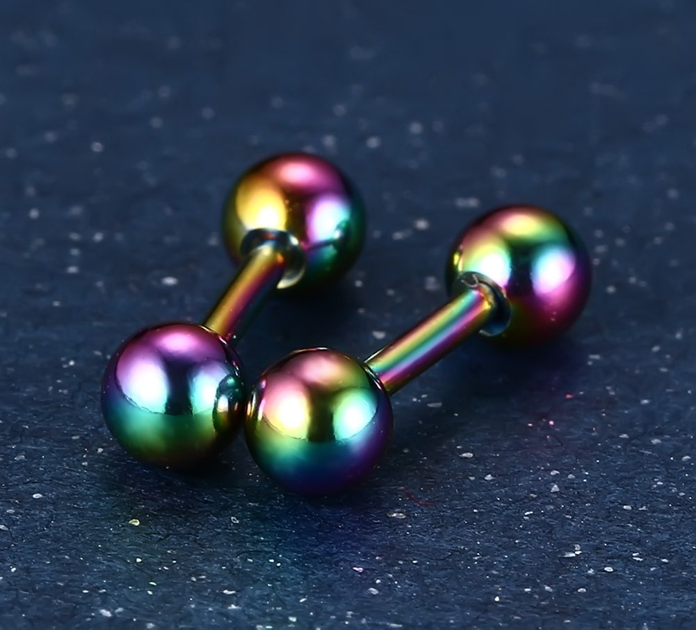 Rockyu バーベルピアス ボール 4mm ステンレス メンズ レディース 軟骨 ピアス 金属アレルギー対応 おしゃれ かっこいい 男女兼用 アクセサリー