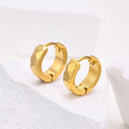 Rockyu ピアス メンズ 多面カット リングピアス ゴールド・ブラック・シルバー ステンレス製 金属アレルギー対応