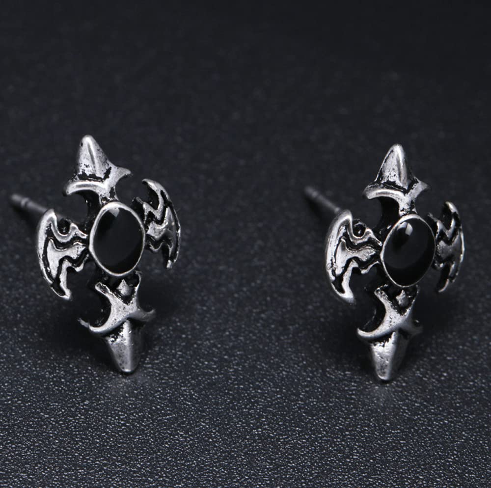 Rockyu ピアス メンズ レディース スターシェイプ シルバー ブラック ジルコニア チタン