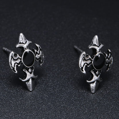 Rockyu ピアス メンズ レディース スターシェイプ シルバー ブラック ジルコニア チタン