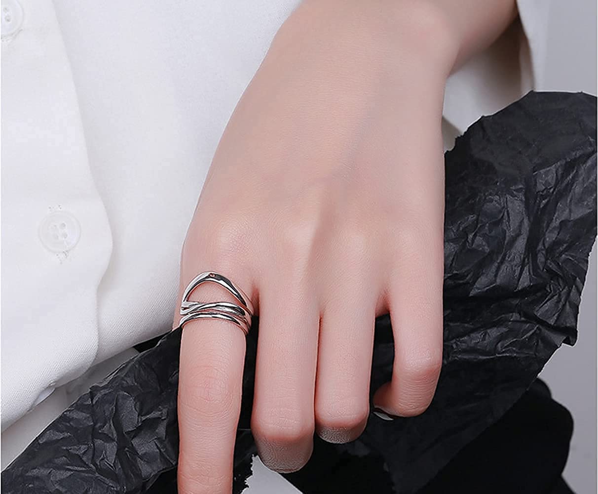 Rockyu レディース多連クロスリング フリーサイズ シルバー ゴールド 金属アレルギー対応