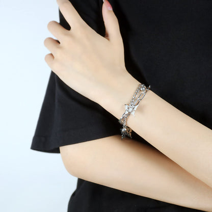 Rockyu ブレスレット レディース バタフライ シルバー プラチナメッキ チェーン