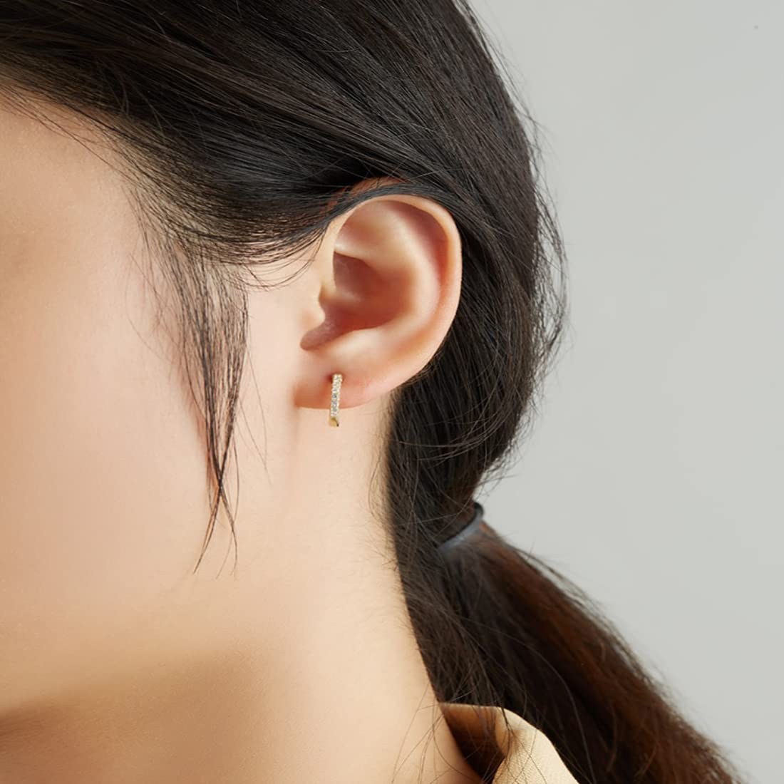 Rockyu ピアス レディース フープ シルバー925 多粒ジルコニア 金属アレルギー対応