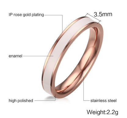 Rockyu シンプルステンレスリング レディース 3.5mm幅 金属アレルギー対応 エナメル加工