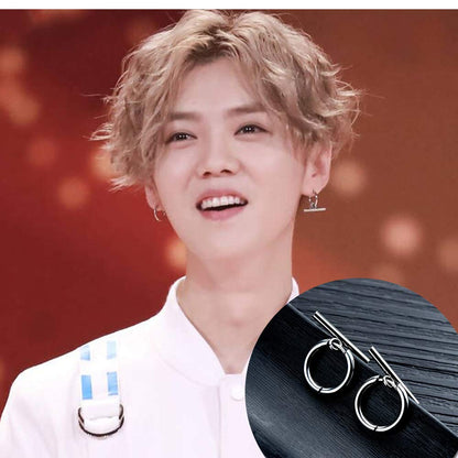 Rockyu ピアス メンズ レディース シンプル ステンレス リング ショートバー フープ 両耳セット アレルギー対応