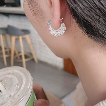 Rockyu シルバー925 桜花透かし彫りフープピアス 小ぶりヨーロピアンデザイン