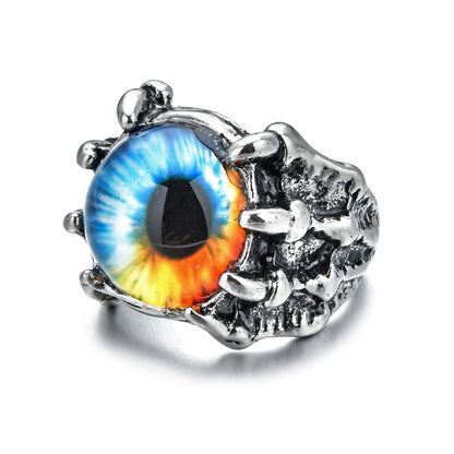 Rockyu 悪魔の目リング メンズ アジャスタブル ステンレス風 アンティーク調 指輪