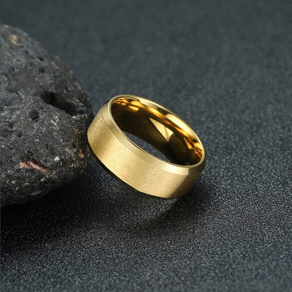 Rockyu チタンステンレスリング メンズリング シンプルマット仕上げ 男女兼用 4/6/8mm サイドカットデザイン 金属アレルギー対応