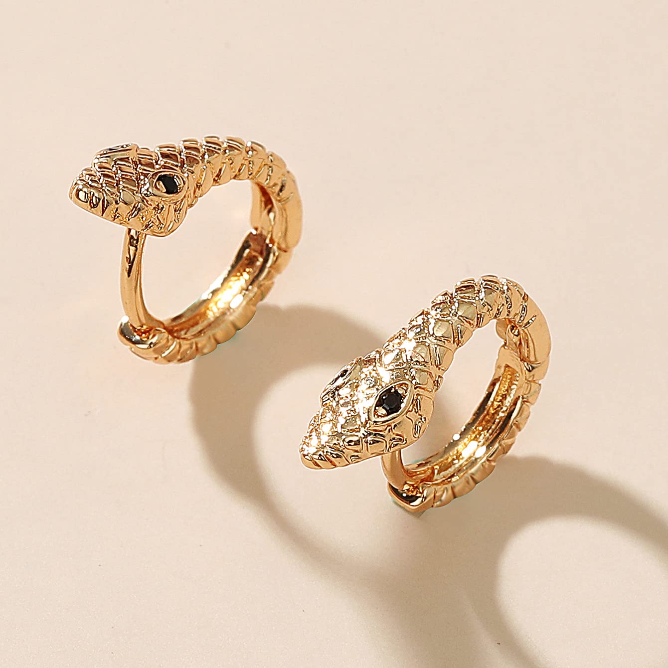 Rockyu ピアス レディース フープ 蛇モチーフ シルバー925 ゴールド/プラチナ仕上げ ジルコニア 両耳用