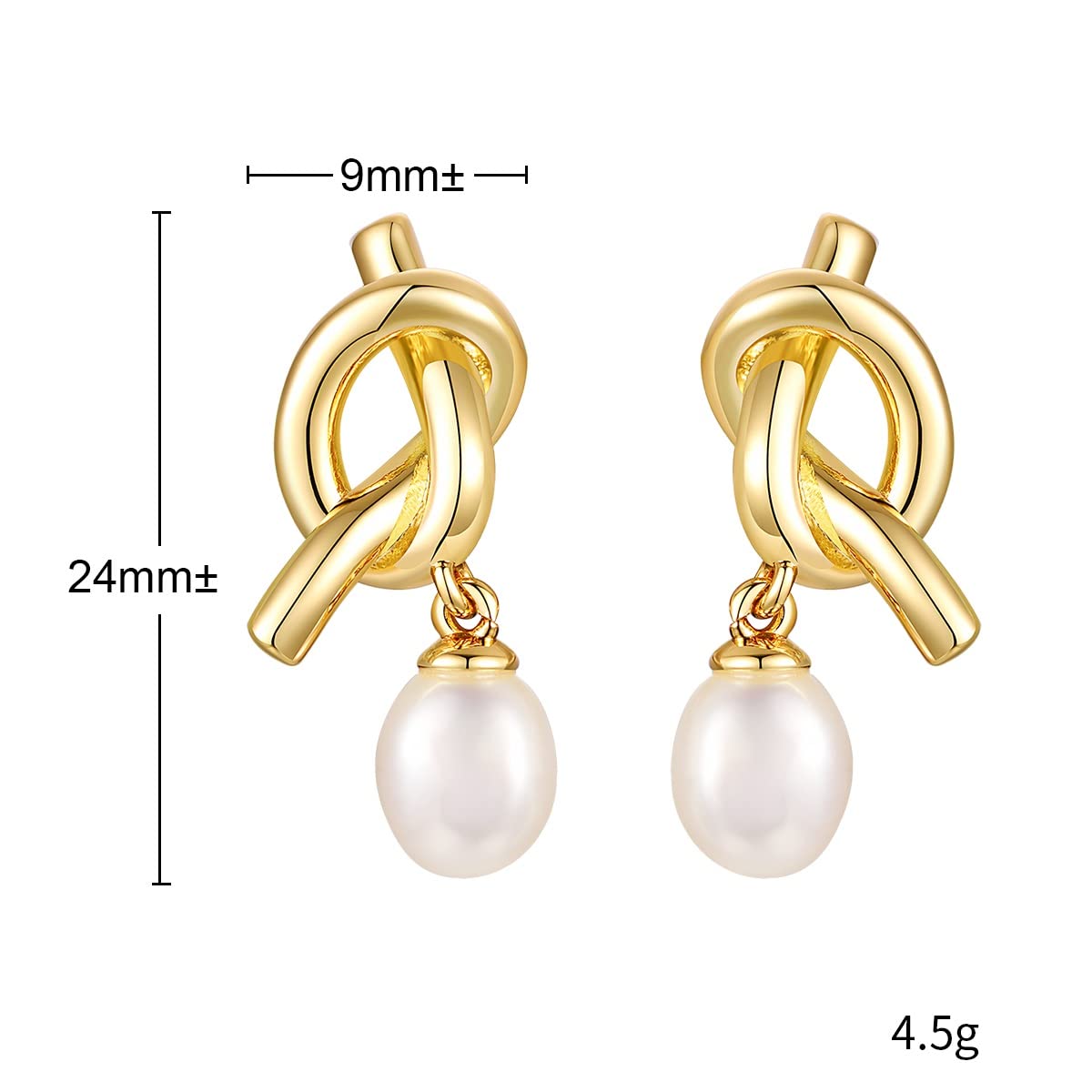 Rockyu ゴールドノットパールピアス ステンレス製 レディース