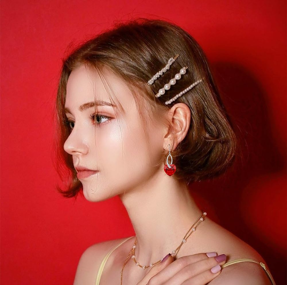 Rockyu シルバー925 ハート型 オーストリアクリスタル 揺れるピアス レディース