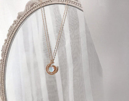 月と星のステンレスペンダント｜メンズ・レディース兼用ネックレス｜幻想的なシルバーチャーム