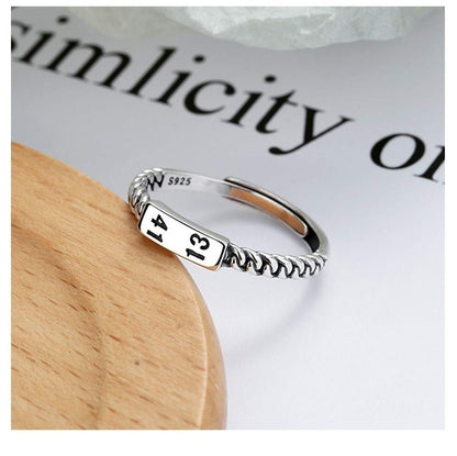Rockyu 指輪 レディース フリーサイズ リング シルバー925 編み込み 数字リング 1314 永遠の愛を象徴するデザイン