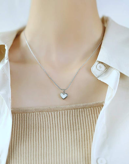 Rockyu ハートネックレス レディース ステンレス製 ローズゴールド＆シルバー アレルギー対応