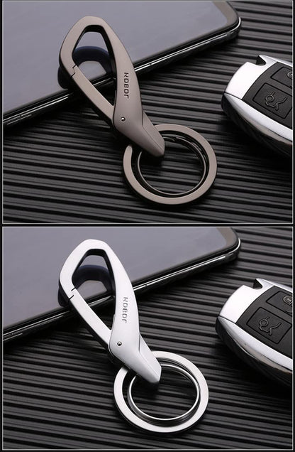 Rockyu キーホルダー メンズ カラビナフック シルバー グレー ブラック 亜鉛合金