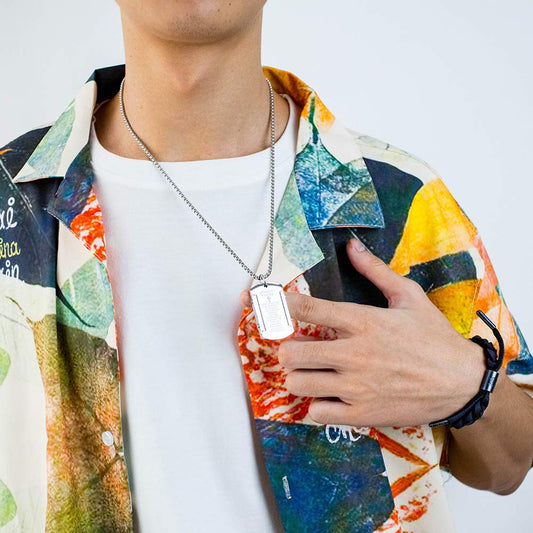 Rockyu 軍牌ネックレス ステンレス製 クロス刻印 セレニティプレイヤー 60cmチェーン