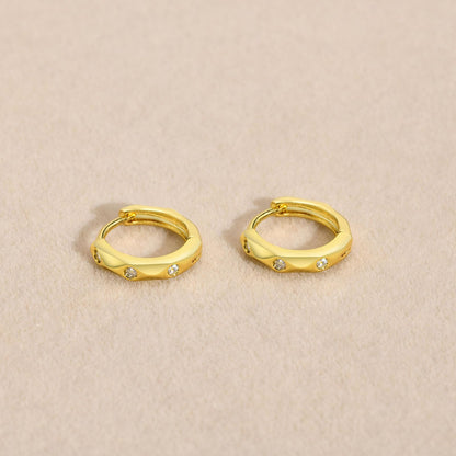 レディース ピアス ゴールド フープピアス AAAジルコニア 高品質真鍮製 IPゴールドメッキ 小ぶり 上品