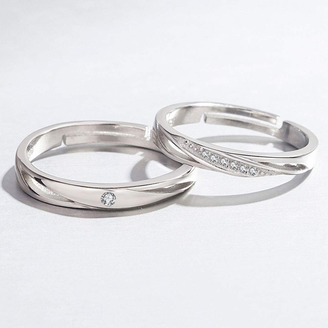 Rockyu 永遠の愛 ジルコニア ペアリング シルバー925 メンズ レディース フリーサイズ