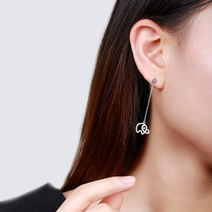 Rockyu ピアス レディース 人気 揺れる 大人可愛い 象モチーフ ロングチェーンピアス ジルコニア シルバー925 アレルギー対応