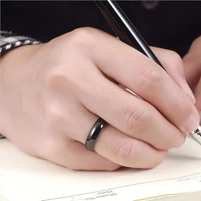 Rockyu タングステンリング ブラック メンズ レディース 4mm/6mm 甲丸 鏡面仕上げ シンプル 指輪