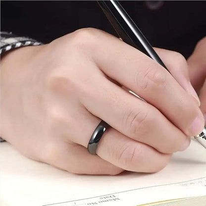 Rockyu タングステンリング ブラック メンズ レディース 4mm/6mm 甲丸 鏡面仕上げ シンプル 指輪