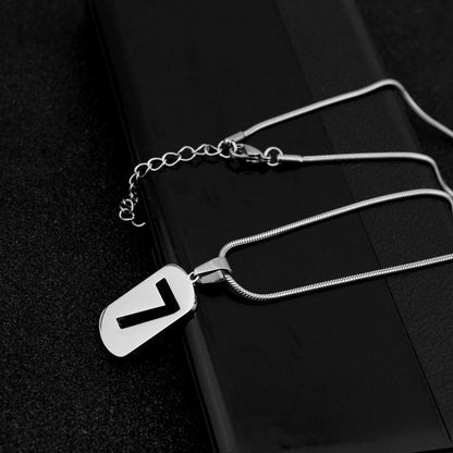 Rockyu メンズ ネックレス 数字7 シルバー ステンレス プレート ペンダント 幸運 シンプル