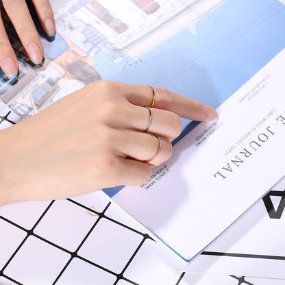 Rockyu 極細リング 1mm シンプル ステンレス ピンキーリング シルバー/ゴールド/ローズゴールド