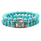 Rockyu ブレスレット ターコイズ 数珠 菩薩デザイン 天然石 2本セット