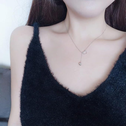 Rockyu 猫モチーフネックレス レディース シルバー925 鎖骨チェーン付き ジルコニアチャーム