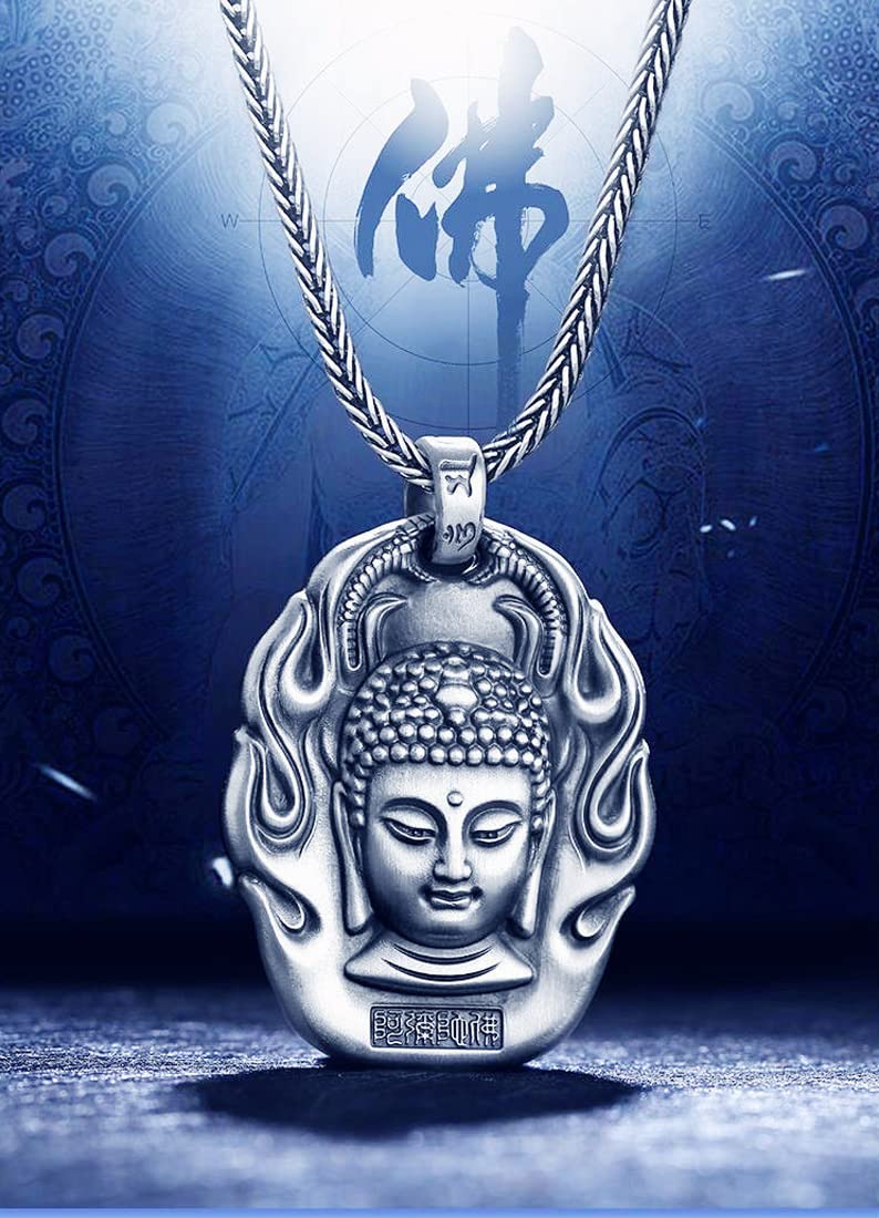 Rockyu 十二支守護仏 ネックレス メンズ タイシルバー仕上げ 開運お守りペンダント