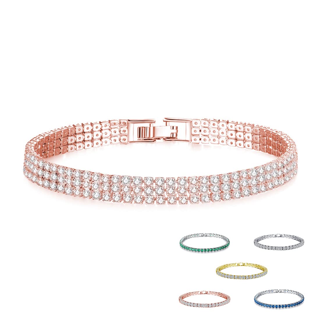 グリーンテニスブレスレット｜繊細にきらめく細身チェーン レディースジュエリー