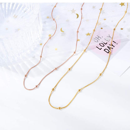 Rockyu ネックレス レディース 細め チェーン ピンクゴールド ステンレス シンプル おしゃれ