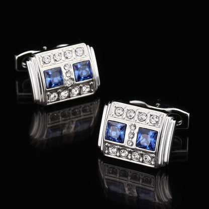 Rockyu メンズカフス スクエアカットジルコニア付きクラシックデザインカフリンクス