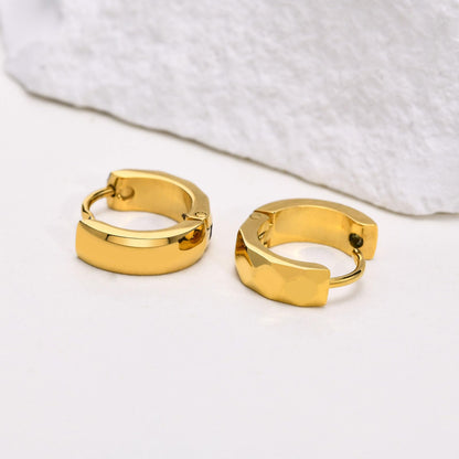 Rockyu ピアス メンズ 多面カット リングピアス ゴールド・ブラック・シルバー ステンレス製 金属アレルギー対応