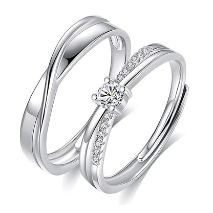 Rockyu メビウス ペアリング 一粒ダイヤ シルバー925 指輪 フリーサイズ