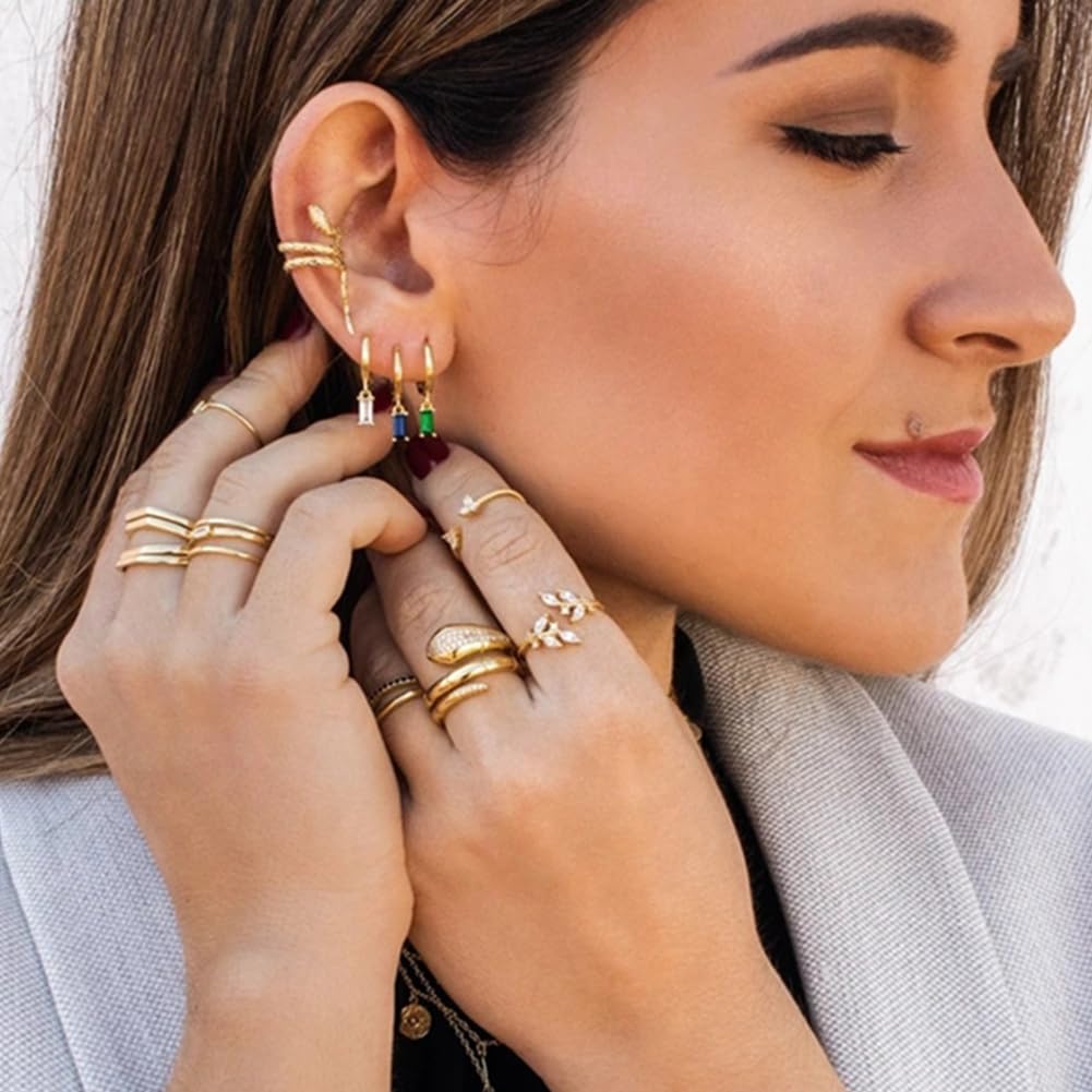 Rockyu レディースイヤーカフピアス スネークモチーフ シルバー925 ゴールド＆シルバー 金属アレルギー対応