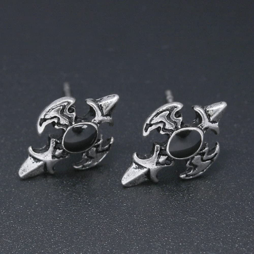 Rockyu ピアス メンズ レディース スターシェイプ シルバー ブラック ジルコニア チタン