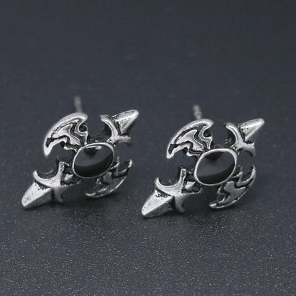 Rockyu ピアス メンズ レディース スターシェイプ シルバー ブラック ジルコニア チタン