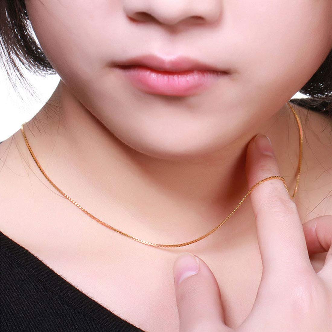 Rockyu ネックレス チェーン シルバー925 ベネチアンチェーン 細め ネックレス レディース メンズ 男女兼用 シルバー