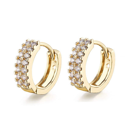 Rockyu ピアス レディース 小さめフープ リングピアス CZダイヤ 18K仕上げ ピンクゴールド・ホワイトゴールド・Kゴールド