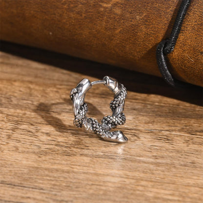 Rockyu ピアス メンズ ステンレス 蛇モチーフ フープ シルバー 金属アレルギー対応 片耳用